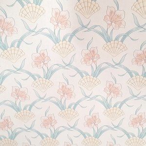 Vintage Vinyl Wallpaper Floral,Seashell/Leaf Teflon Dupont *AS IS*